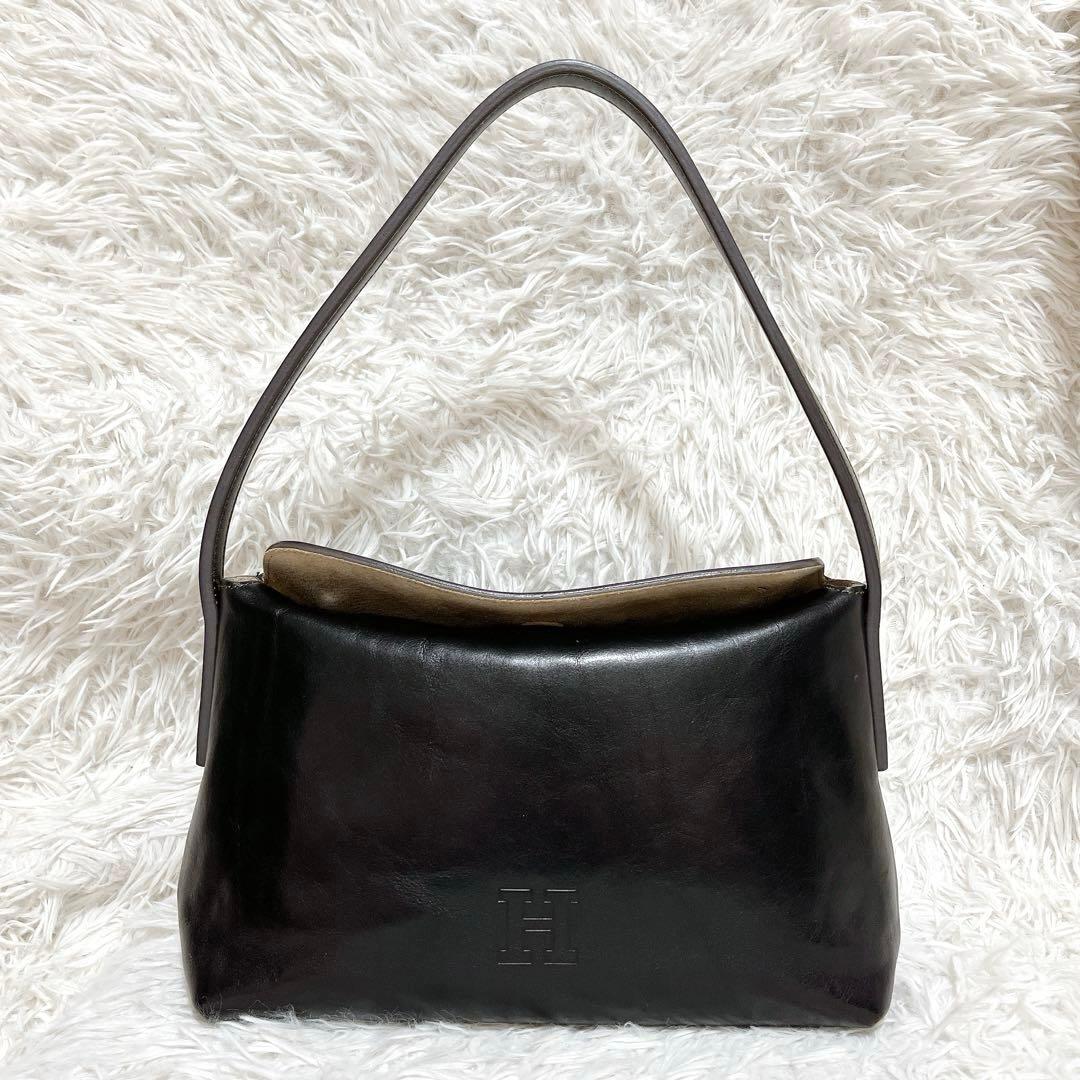 【美品】HIROFU ヒロフ ベリーナ ワンショルダーバッグ ブラック レザー