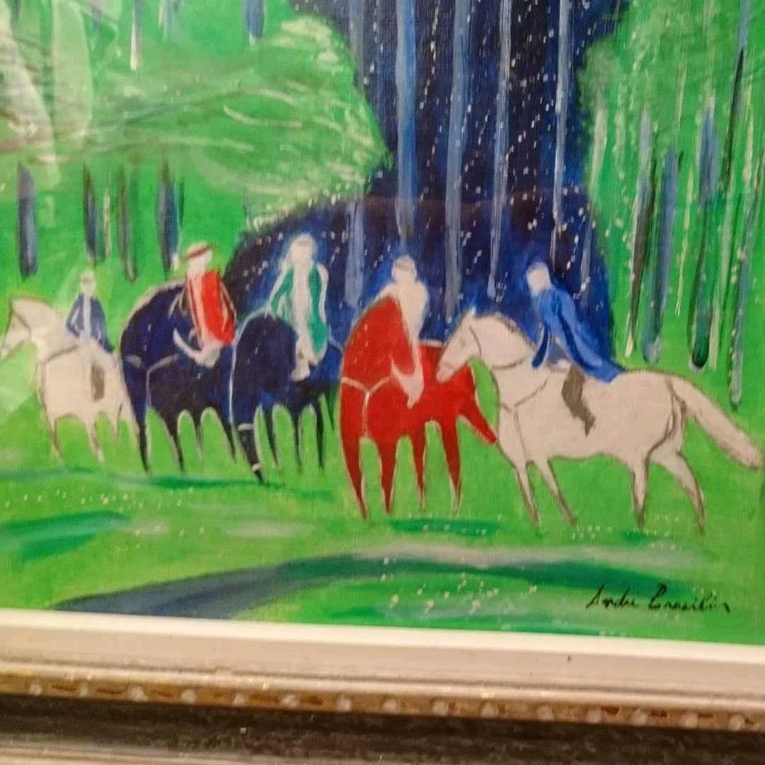 絵画 馬 額装油絵