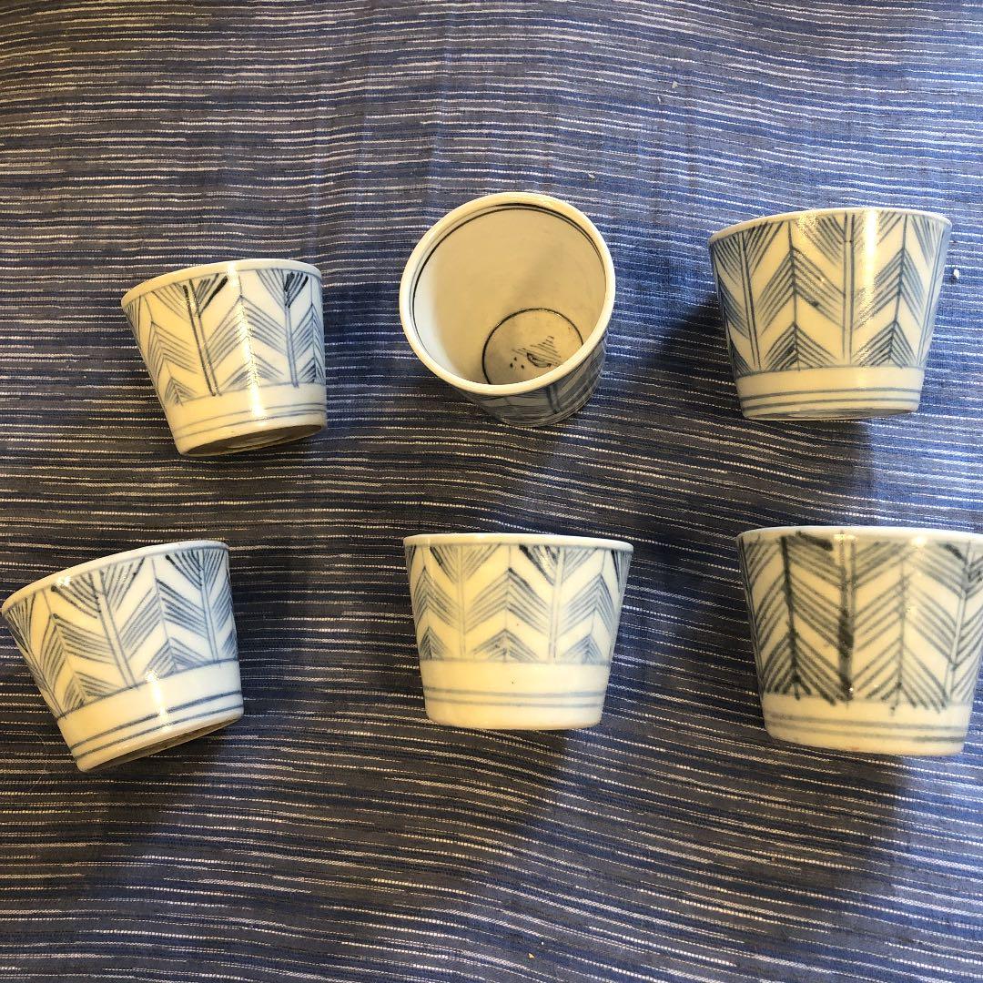 江戸後期そば猪口矢羽6個セット