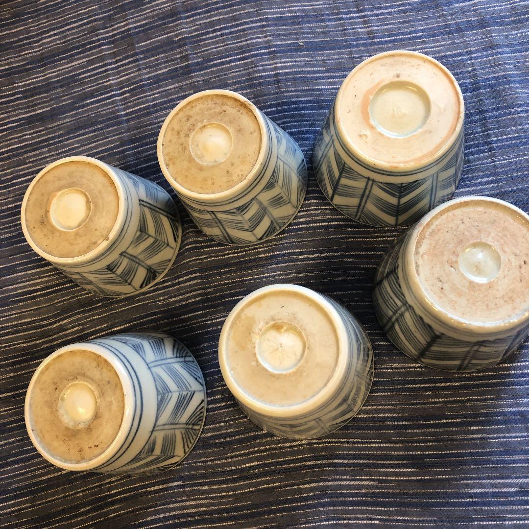 江戸後期そば猪口矢羽6個セット