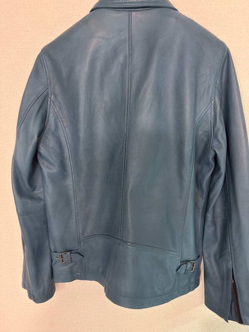 革ジャン ライダースジャケット 本革 羊革 柔らかいバイカー 襟付き　ヒース