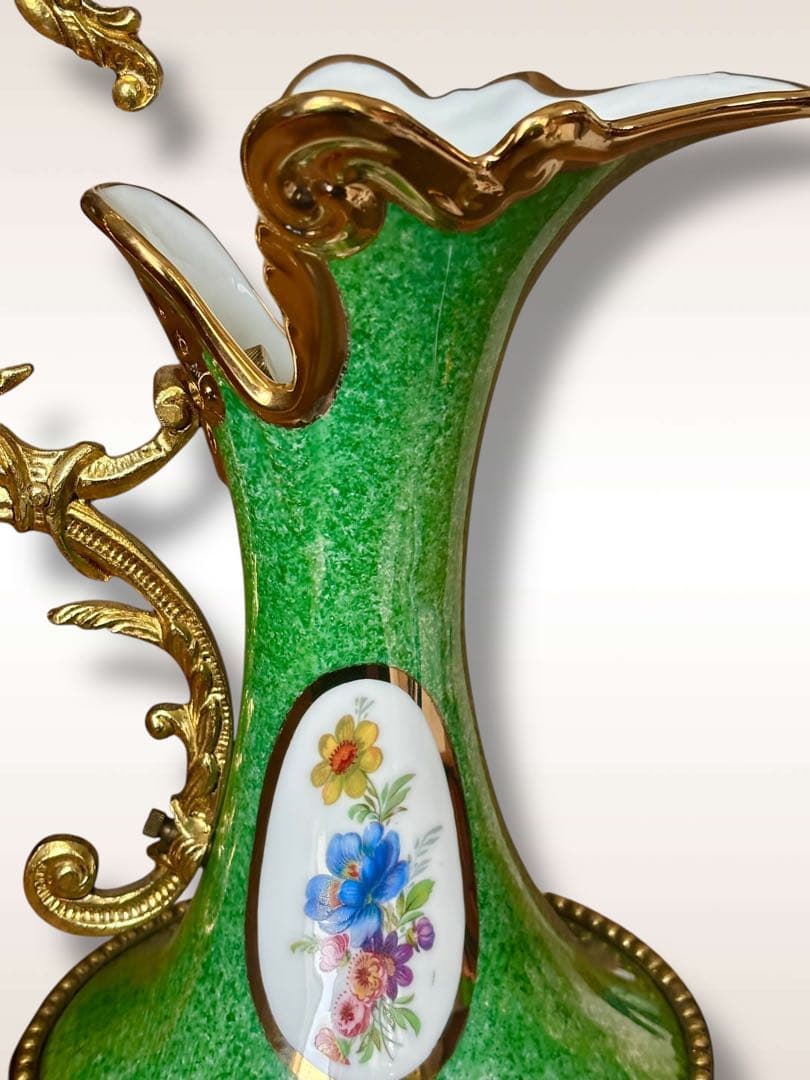 #Bronpor スペイン製 デコラティブ花瓶風　ブロンズ装飾 グリーン