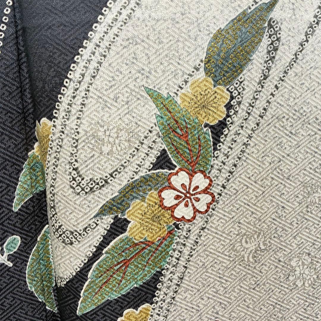 D57 訪問着 桜 流水 正絹 着物 袷 しつけ糸付き未使用極美品