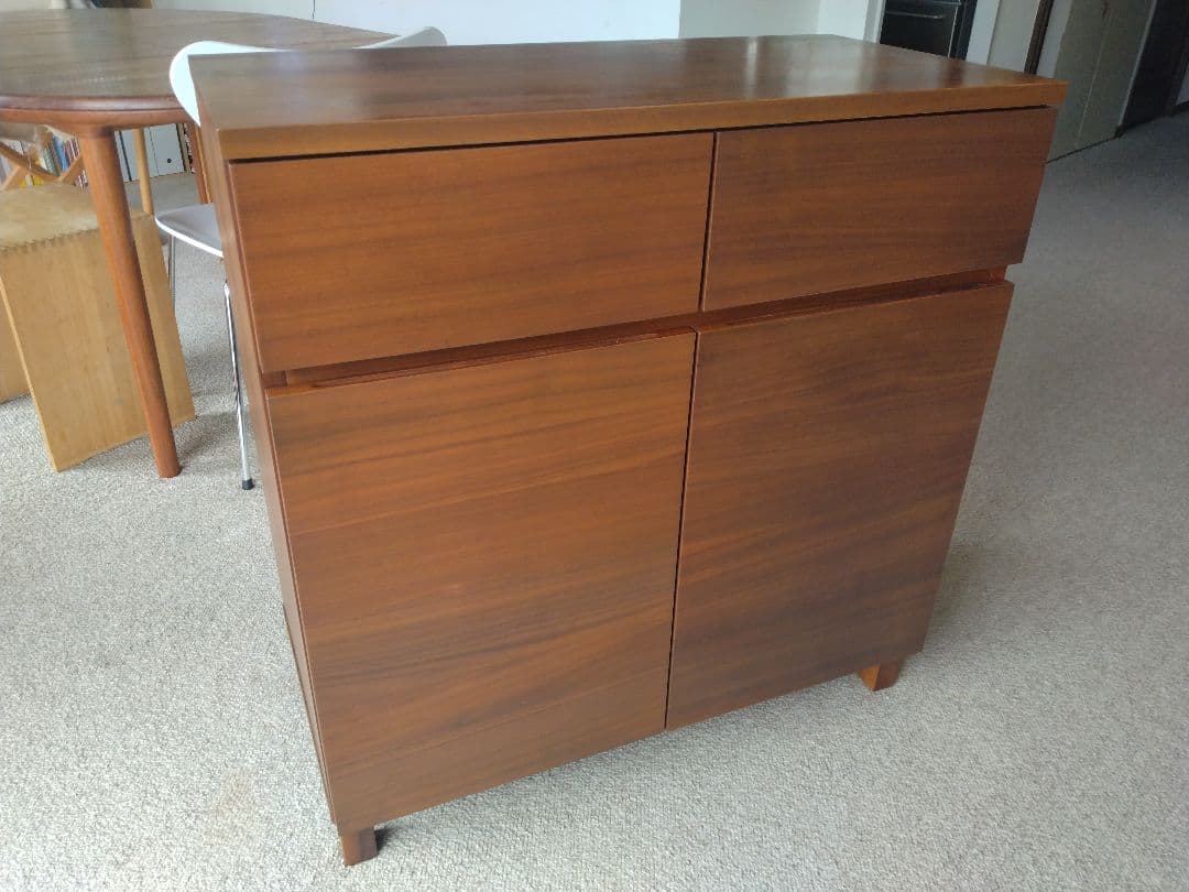 MUJI/無印良品 木製脚付きキャビネット/ウォールナット材/食器棚/収納家具