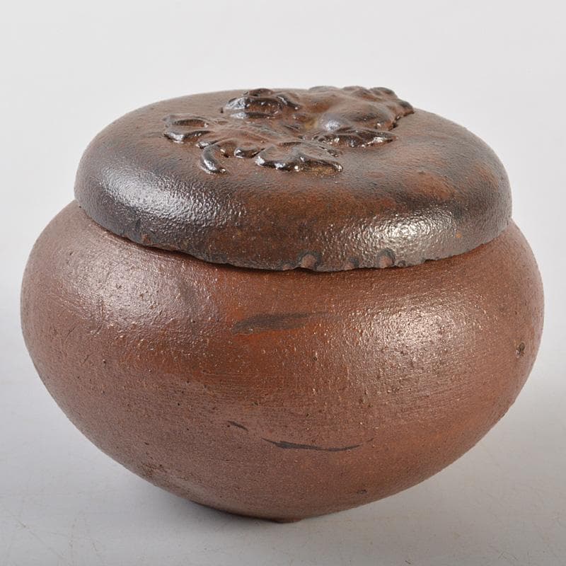 茶道具　備前焼　古備前　神獣蓮花文　盒子　書付箱　V　R7146