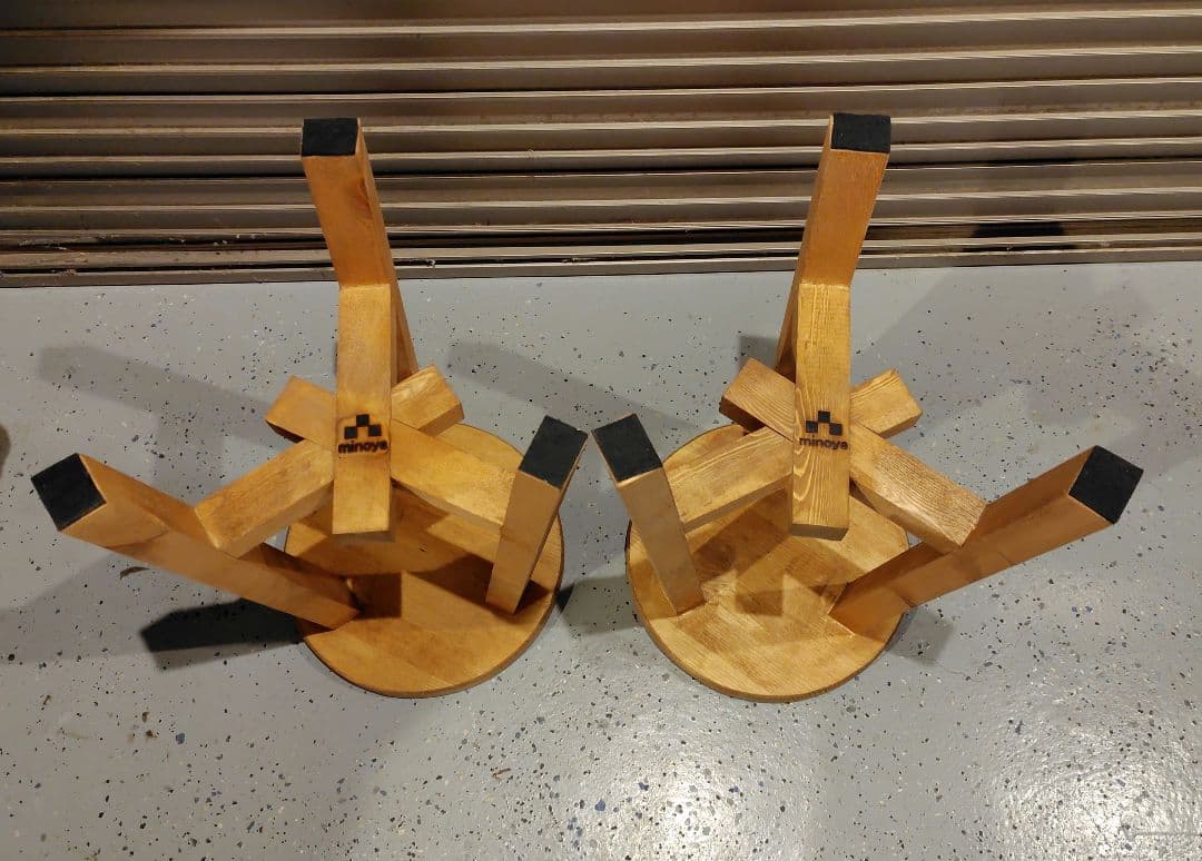 木製 丸イス スツール ハンドメイド　座面高50cm 2脚セット