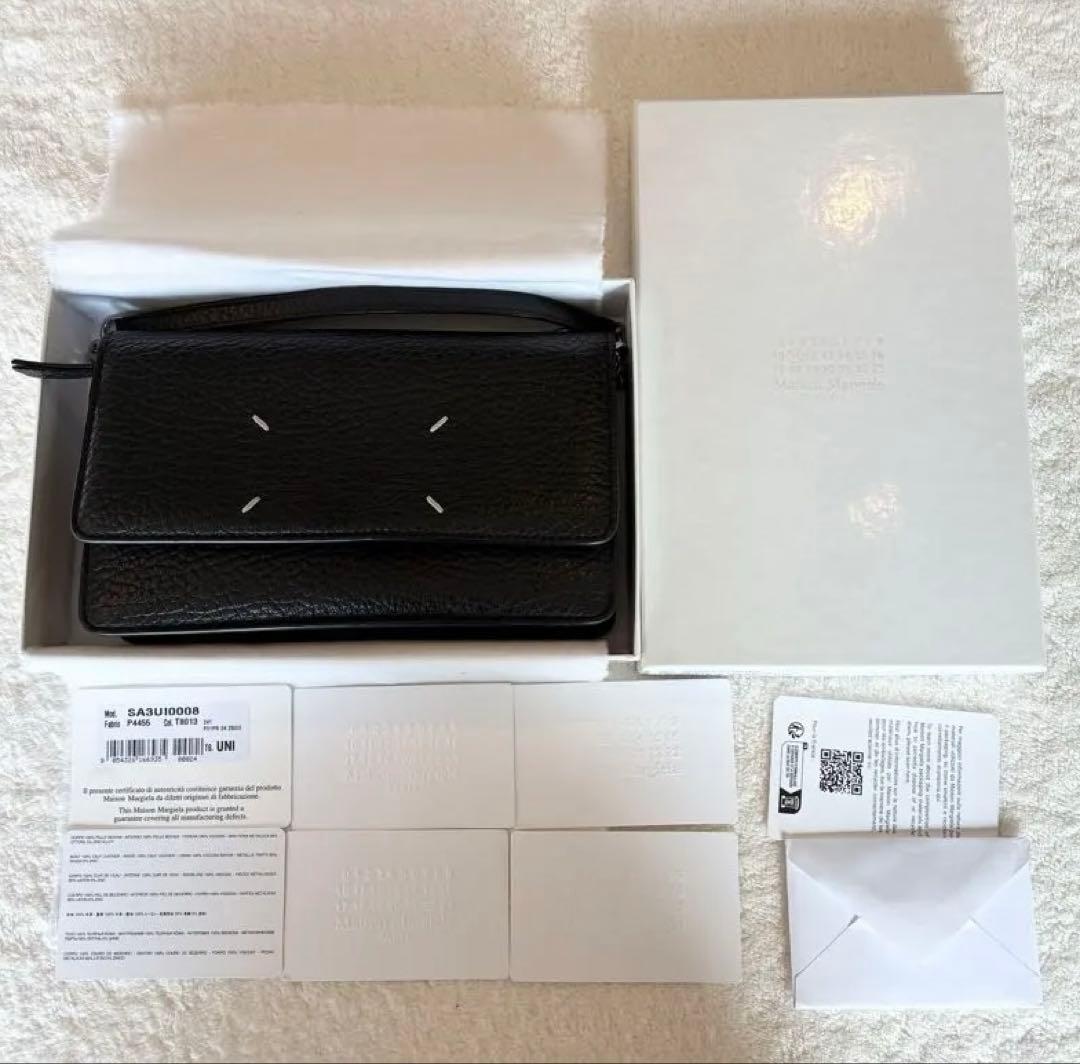 【美品】メゾンマルジェラ チェーンショルダーウォレット 4ステッチ フラップ