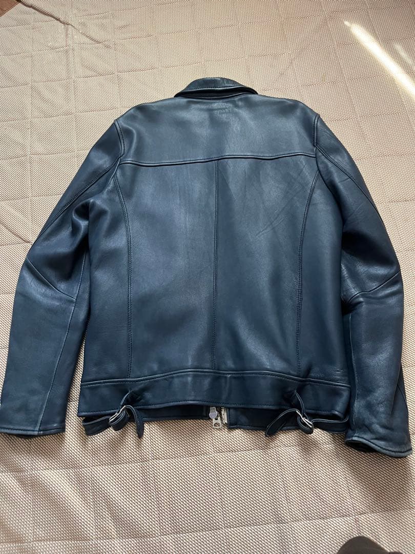 NANO-UNIVERSE ネイビー レザーライダースジャケット
