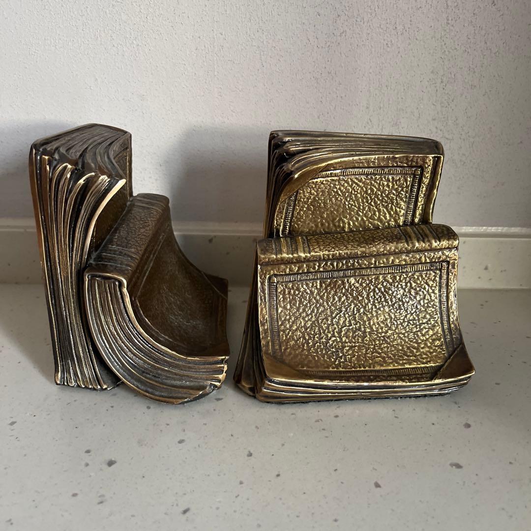 アンティーク　金属製ブックエンド 本型 ブロンズ色　アメリカ製