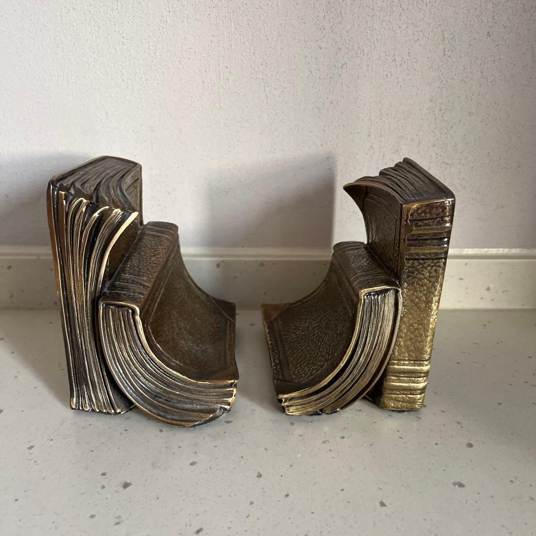 アンティーク　金属製ブックエンド 本型 ブロンズ色　アメリカ製