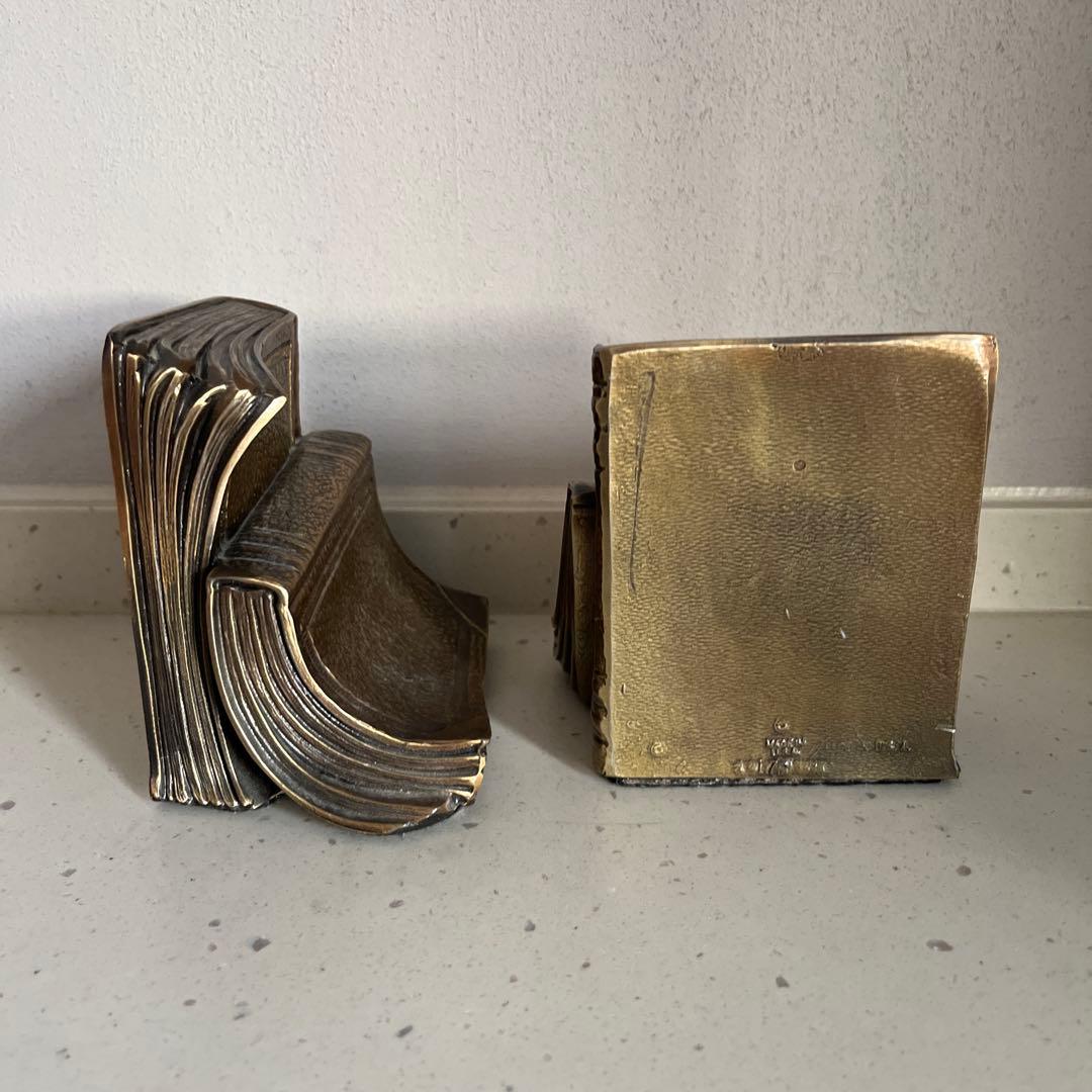アンティーク　金属製ブックエンド 本型 ブロンズ色　アメリカ製