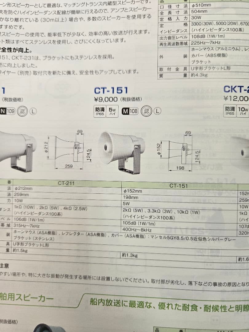 ユニペックス　CT-151スピーカ未使用美品2台