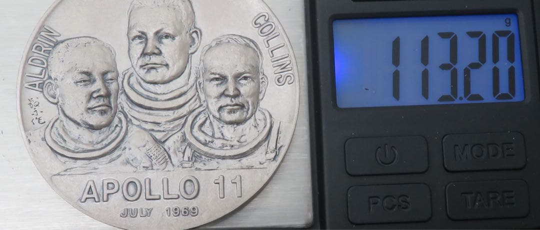 796、アポロ11号月着陸記念純銀メダル 純銀刻印　約113.2g