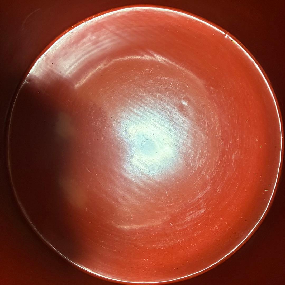 漆器　行器　外居　円筒型　4本脚　蓋付き　年代物アンティーク品　餅まき用　木箱付