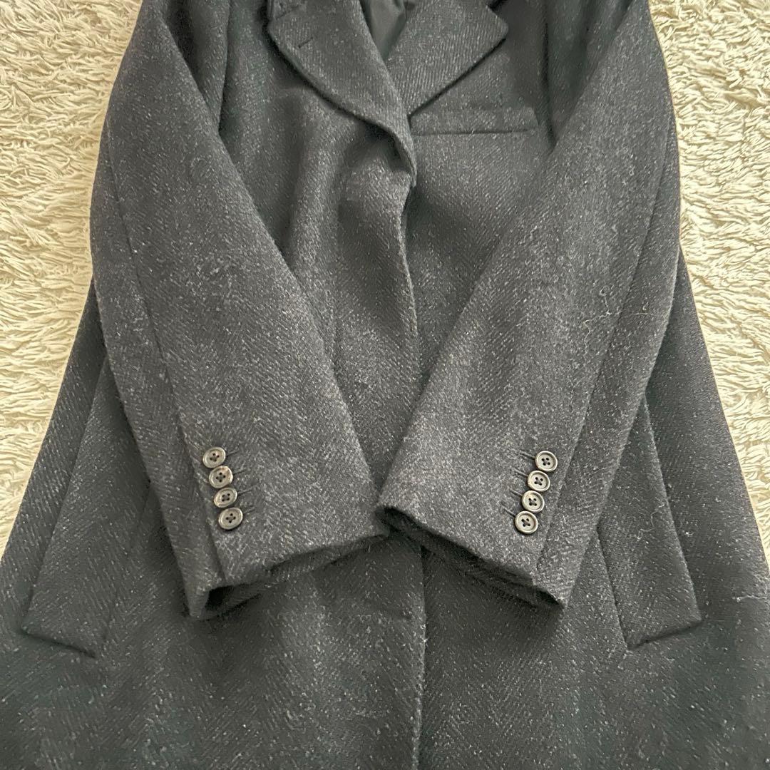 マーガレットハウエル ヘリンボーン ウール 比翼ボタン チェスターコート