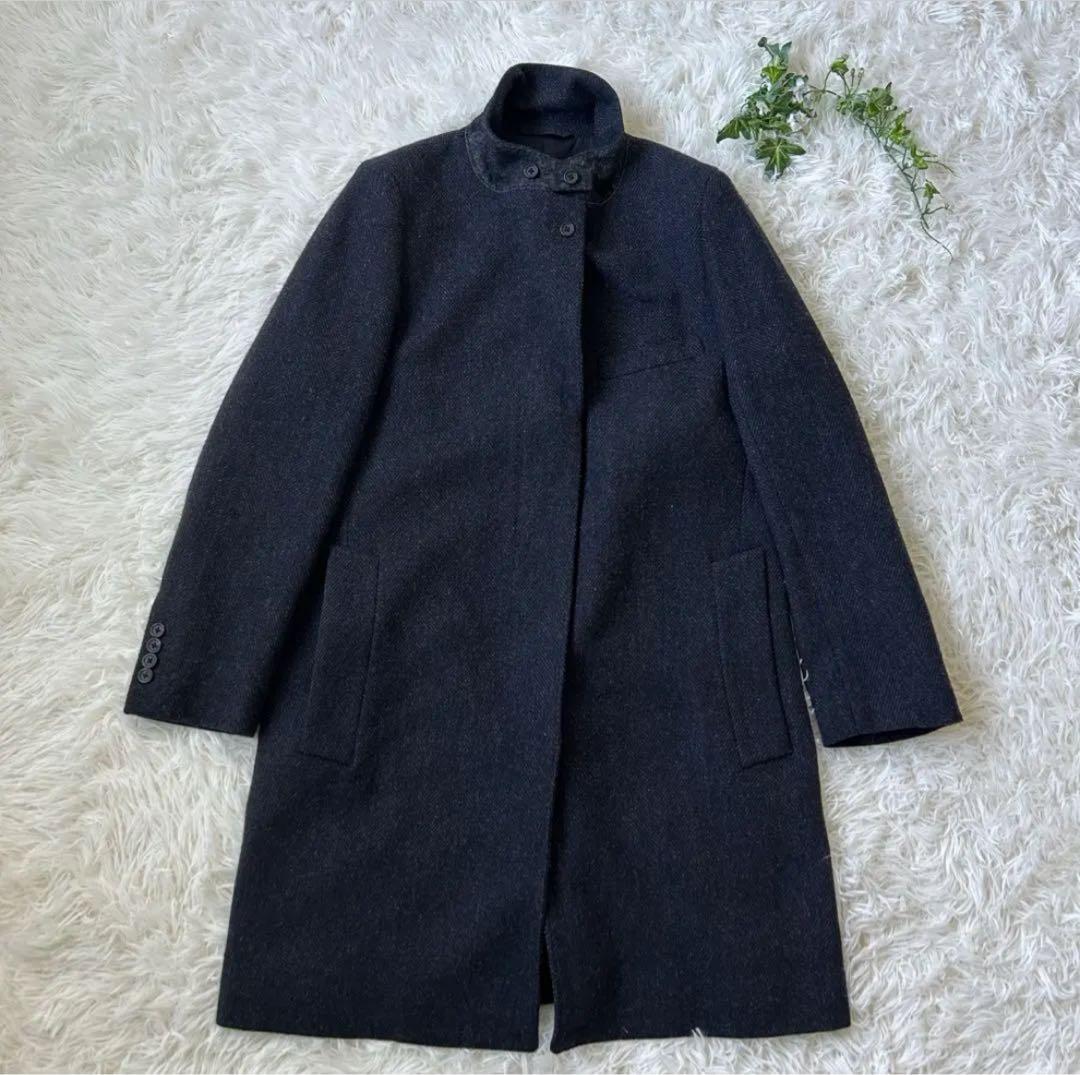 マーガレットハウエル ヘリンボーン ウール 比翼ボタン チェスターコート