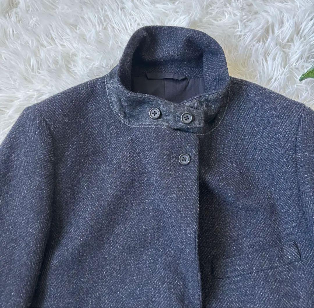 マーガレットハウエル ヘリンボーン ウール 比翼ボタン チェスターコート