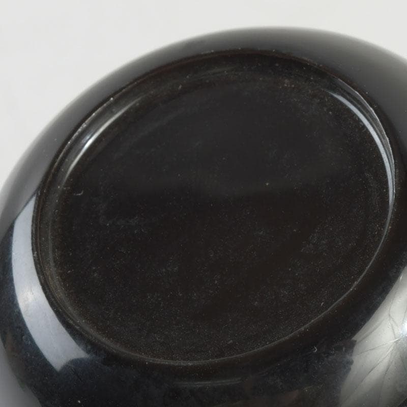 茶道具　輪島塗　岡本陽斎作　切合口　黒中棗　共箱　V　9463