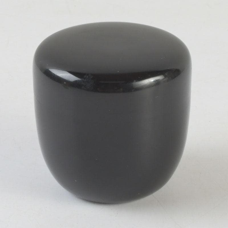 茶道具　輪島塗　岡本陽斎作　切合口　黒中棗　共箱　V　9463