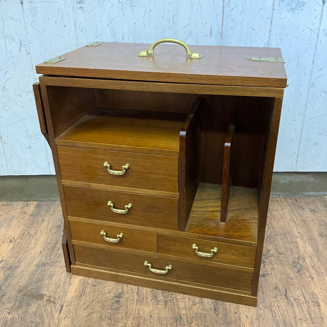 A-4 昭和レトロ ドロップリーフ式 テーブル 折りたたみ式 木製 収納棚