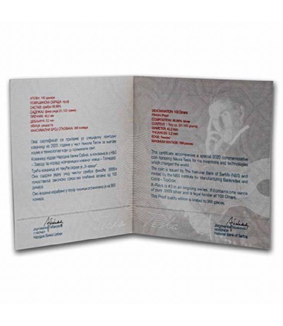 2023年　テスラ銀貨　プルーフver 宇宙の秘密　1オンス　1枚