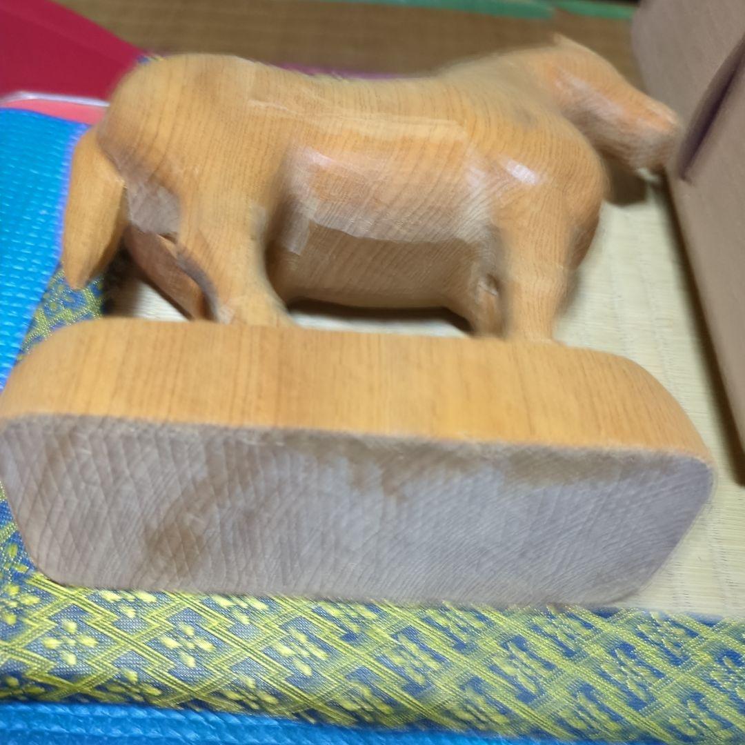 井波彫刻、土田信久造、馬の彫刻 木箱付き