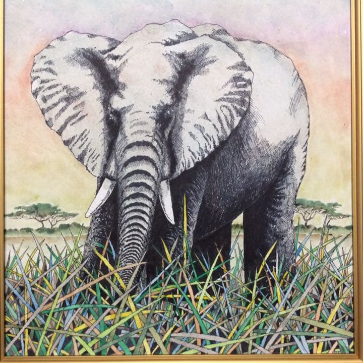 水彩画（象）