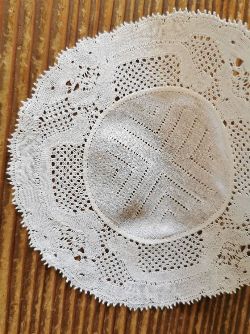 アンティークベルギー フランダースレース ドイリー 透かしクロス格子 2枚セット