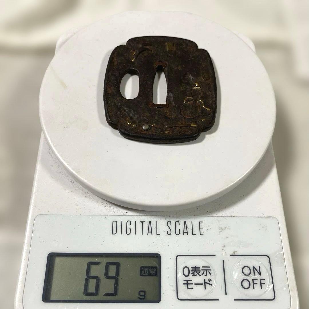 B-61 鍔　三名合作　在銘　武具　刀装具　日本　骨董品　時代物　美術品　工芸品