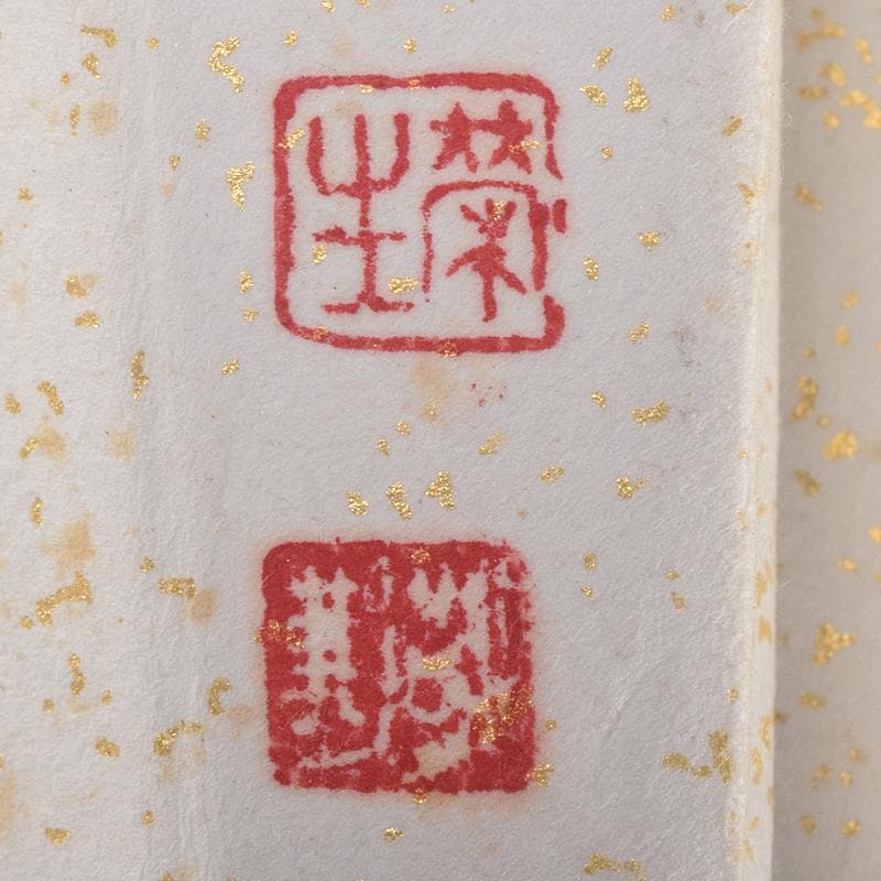 中国　雲溪竹人刻親骨　水墨画　漢詩花図　扇子　M　R8853