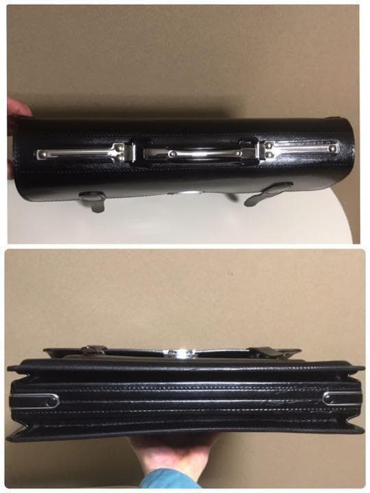 美品　本革　HINOMOTO製 牛革　ダレスバッグ　ビジネスバッグ　ブラック　黒