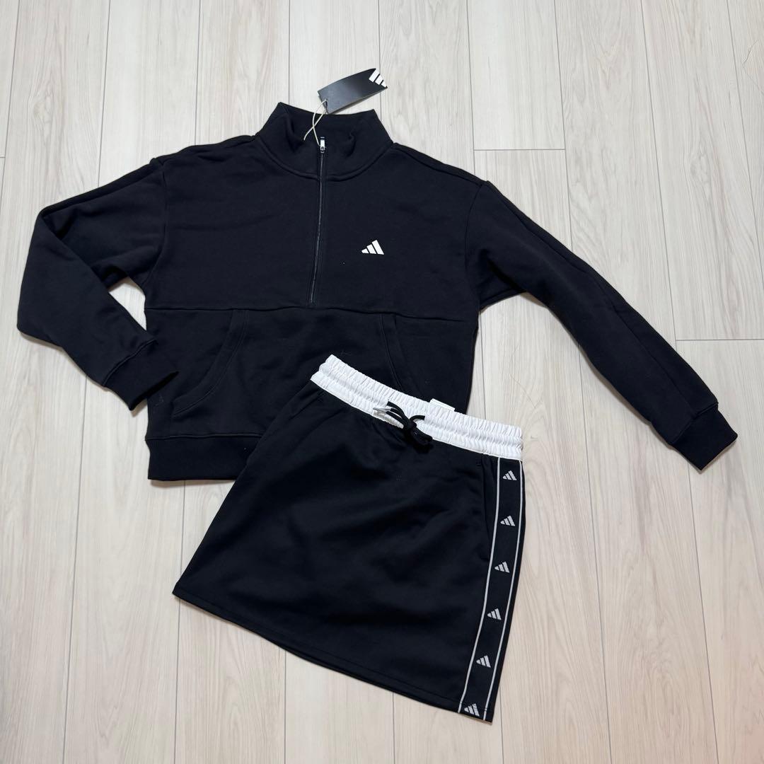 新品 アディダス 秋冬 ジャケット スカート 保温 フリース スカート秋冬 黒