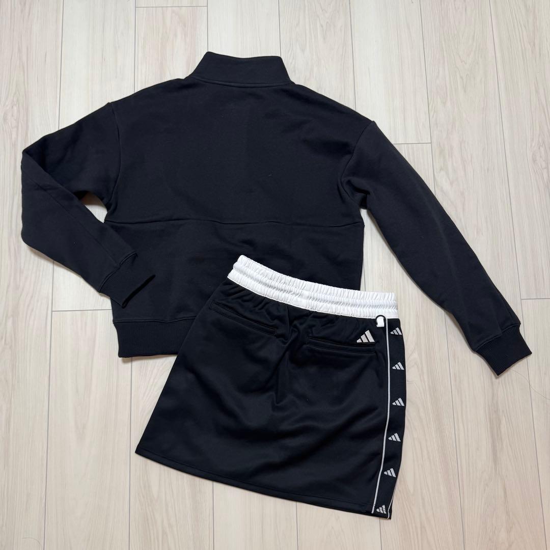 新品 アディダス 秋冬 ジャケット スカート 保温 フリース スカート秋冬 黒
