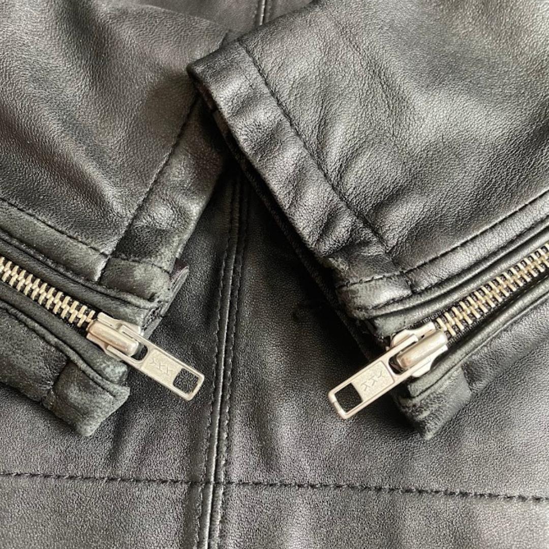 シングルライダースジャケット メンズ 黒 Lサイズ 本革 ラムレザー 革ジャン