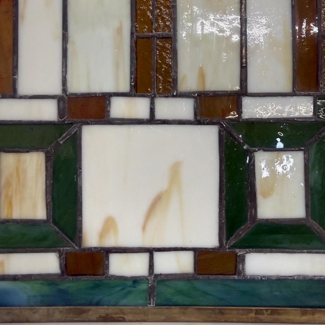 特大 62cm ステンドグラス パネル フランク・ロイド・ライト風 幾何学模様