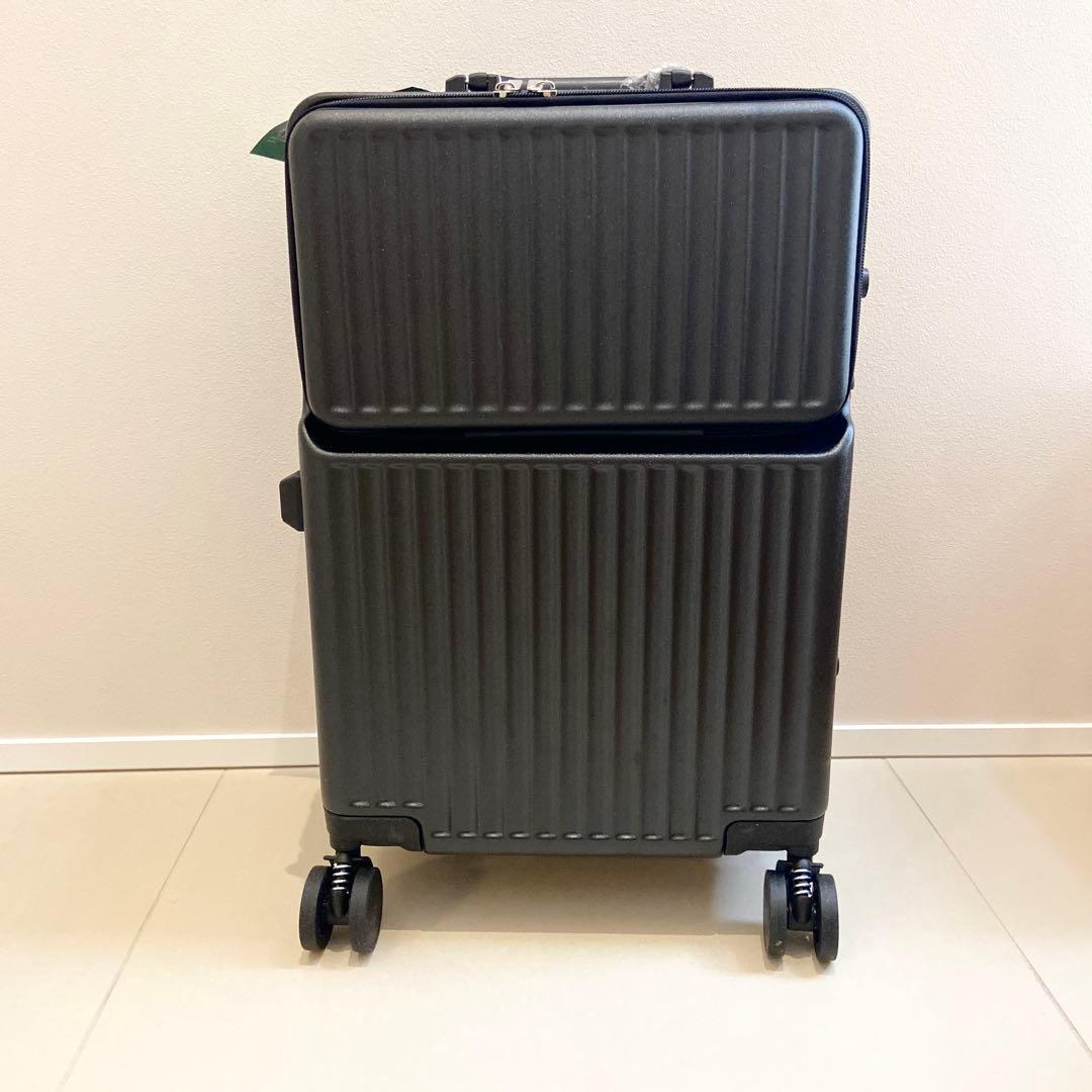 アルミフレームスーツケース♥フロントオープン ブラックSサイズ 42L 機内持込