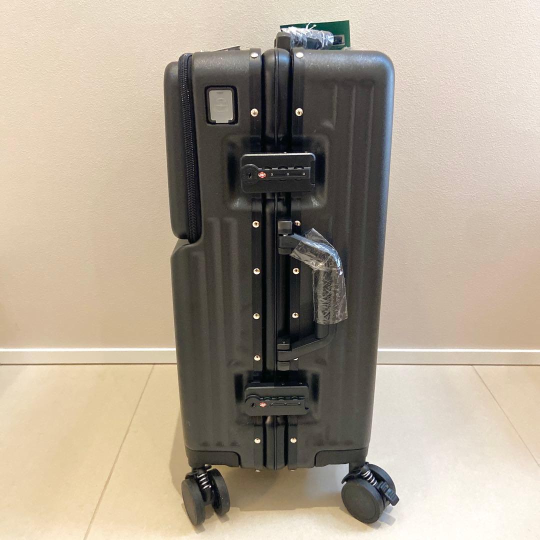 アルミフレームスーツケース♥フロントオープン ブラックSサイズ 42L 機内持込