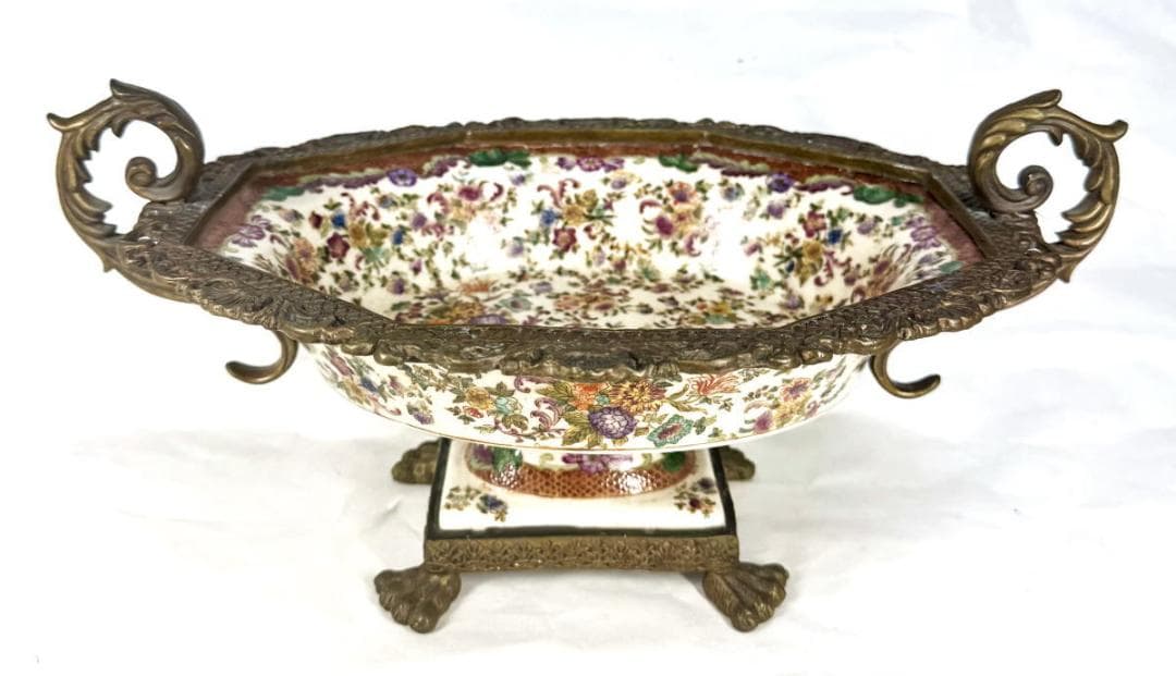 WL 1895 ウォン・リー磁器 ブロンズ 豪華な大きなボウル WWTT372