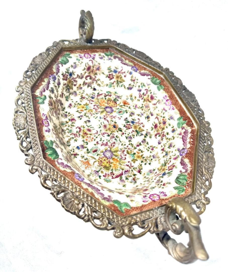 WL 1895 ウォン・リー磁器 ブロンズ 豪華な大きなボウル WWTT372