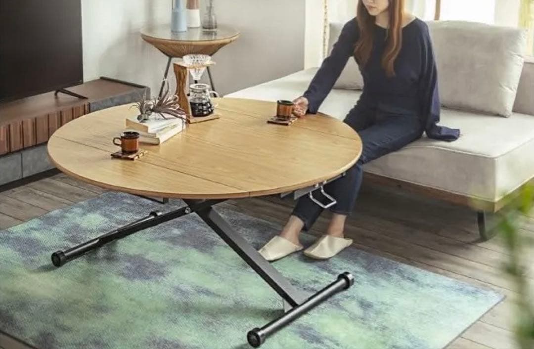 AILS 昇降テーブル 幅120 ガス圧式 キャスター付き 伸長式 バタフライ