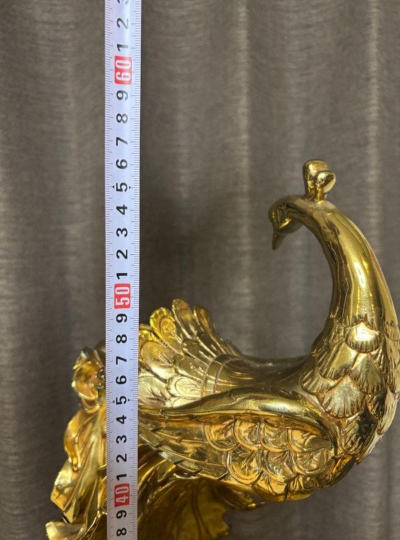 孔雀デザイン 金色装飾品 約50cm