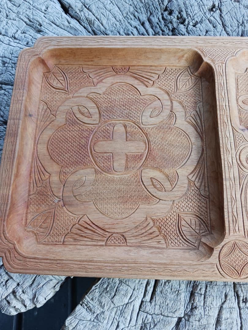 子持ち盆　イタ　アイヌ　白老　カムイ　文様　伝統工芸　御盆　アンティーク　食器