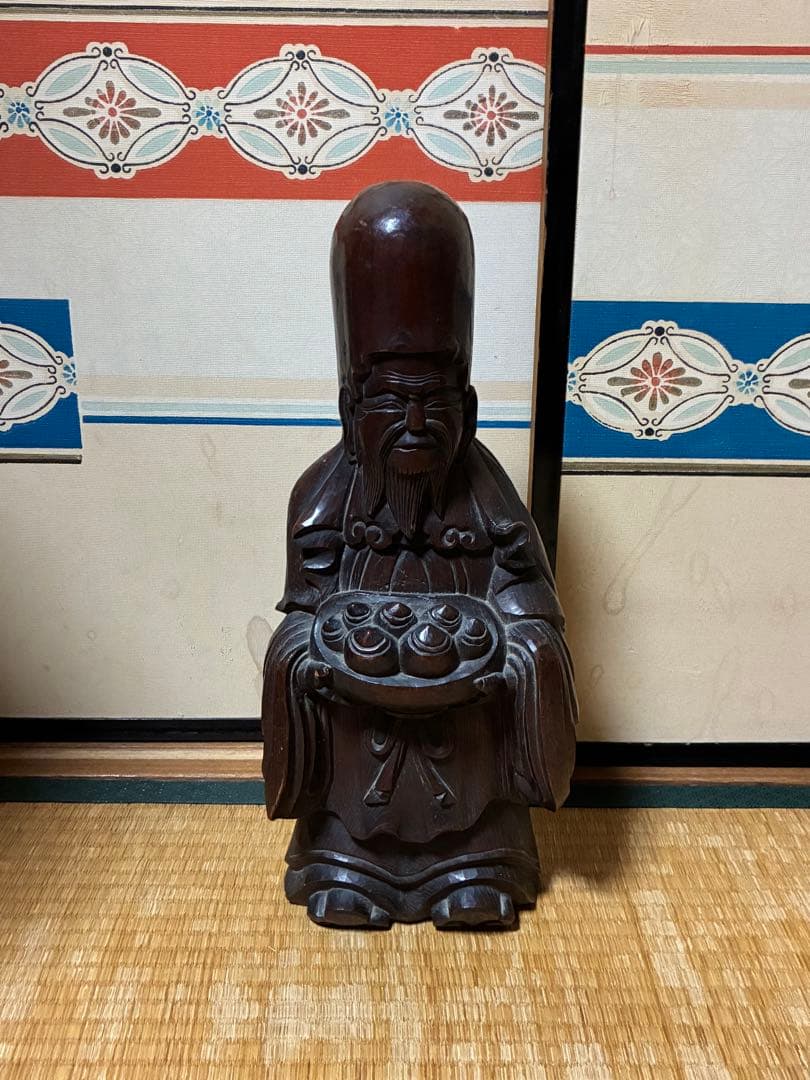 木製 彫刻 中国？ 人物像 約44㎝