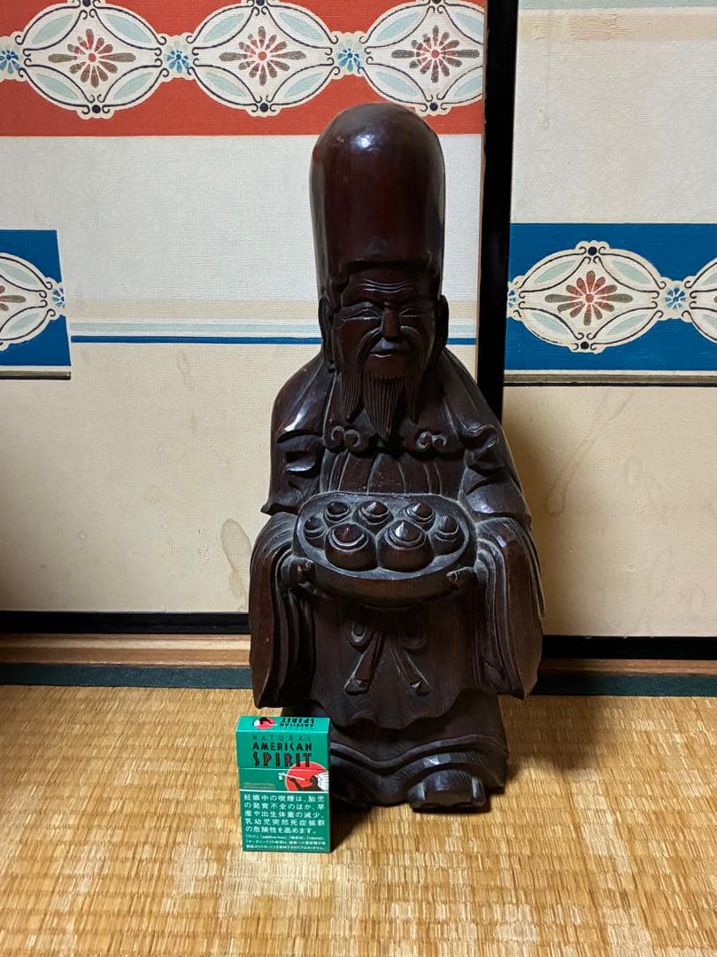 木製 彫刻 中国？ 人物像 約44㎝