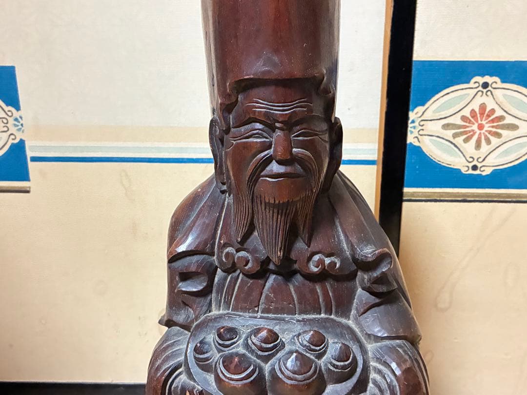 木製 彫刻 中国？ 人物像 約44㎝