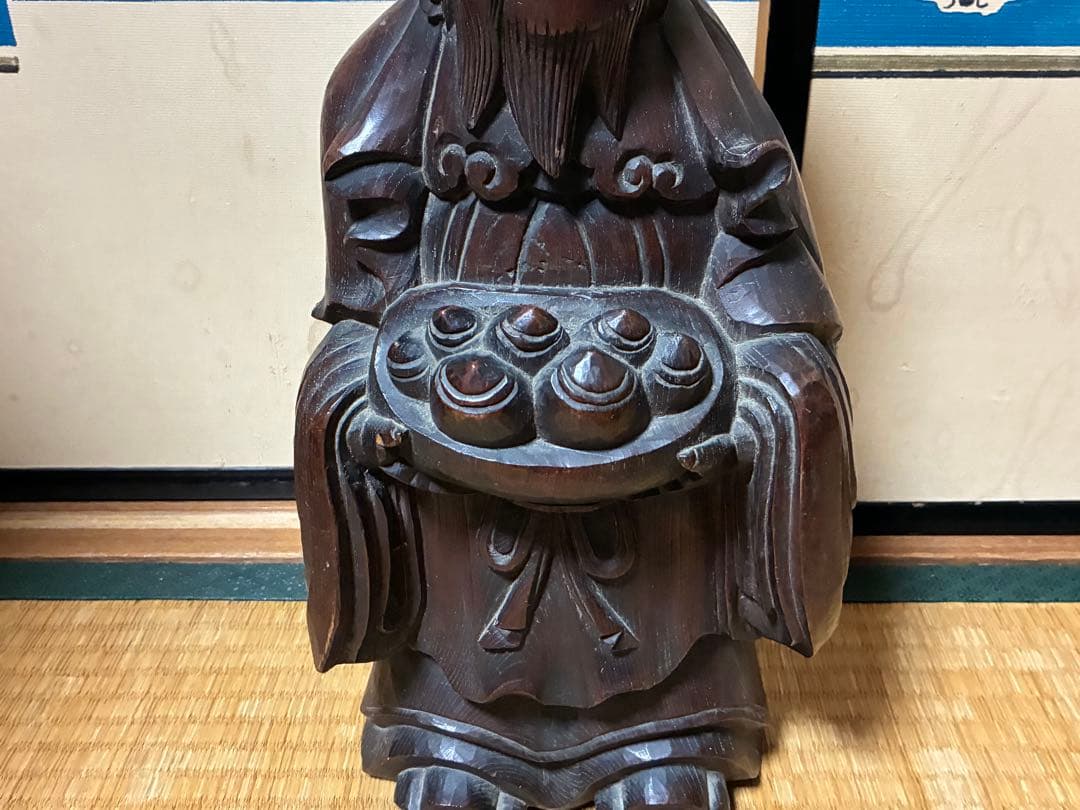 木製 彫刻 中国？ 人物像 約44㎝