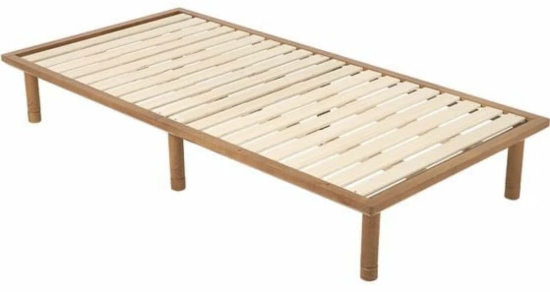 敷布団も使える木製シングルベッドフレーム　すのこベッド　LBR色