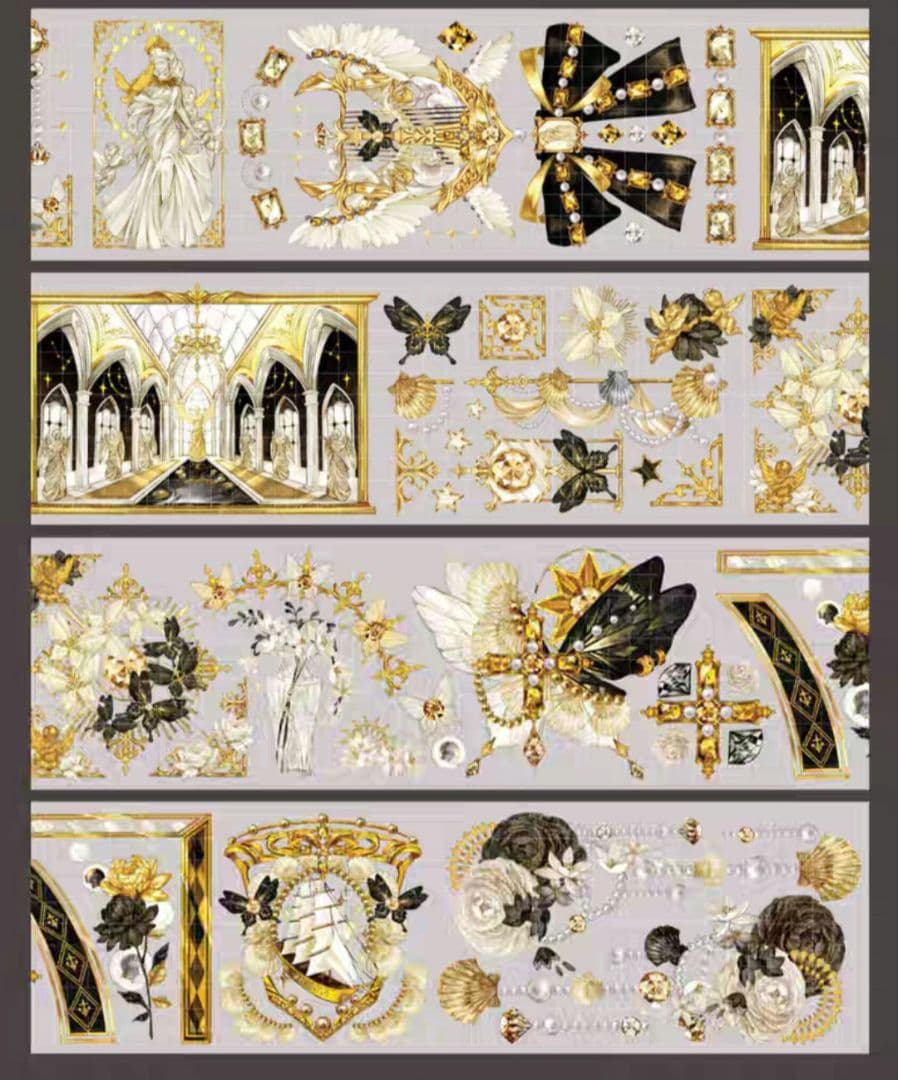 巻売 539★ 海外 マスキングテープ マステ PET 装飾 花 人物 虹光