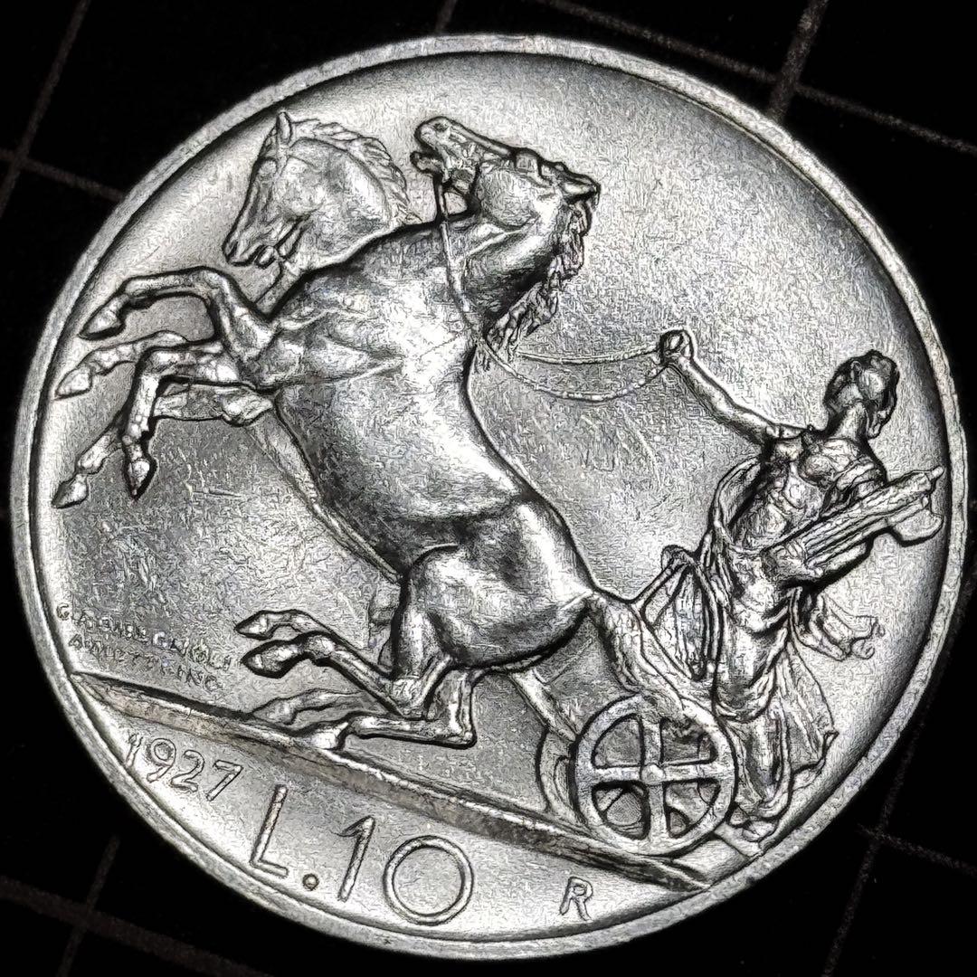 1927年 イタリア 10リラ銀貨 ほぼ未使用 本物保証