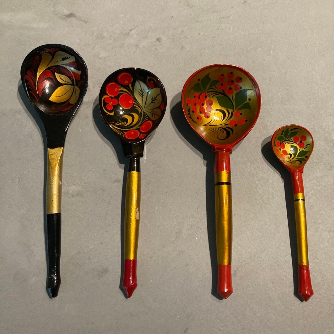 ロシア伝統工芸品 ホフロマ塗り 漆器 トレイ 小物入れ 食器 12点セット